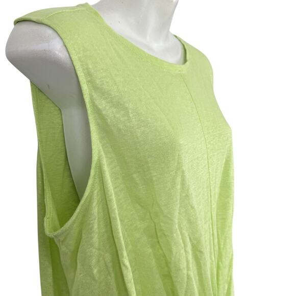 J Jill Love 100% Linen Knot Front Sleeveless Knit Lime Green Top Shirt sz L - Picture 4 of 16